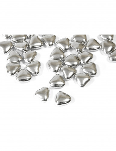 Dragées mini coeur chocolat couleur argent 250 gr 1.5 cm