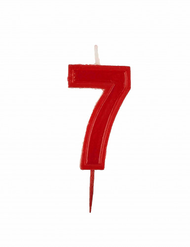 Bougie chiffre 7 rouge brillante anniversaire