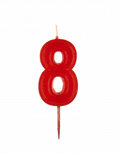 Bougie chiffre 8 rouge brillante pour anniversaire