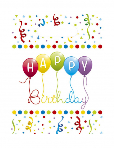 6 sacs cadeaux happy birthday 16.5 x 23 cm en plastique multicolore