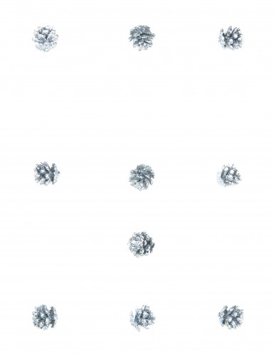 10 mini pommes de pin pailletées argentées 2 cm de Noël