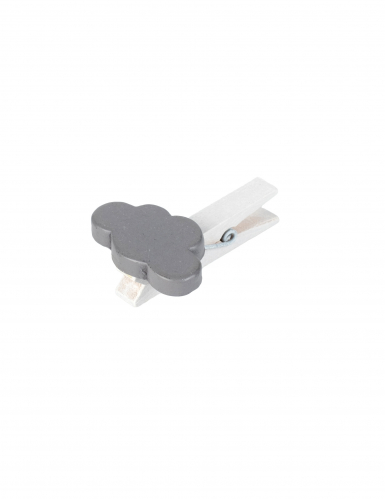 6 pinces nuage grises 4.5 cm en bois blanc