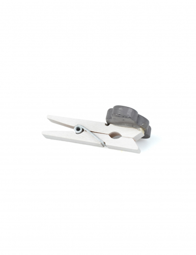6 pinces nuage grises 4.5 cm en bois blanc