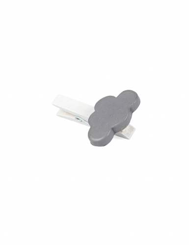 6 pinces nuage grises 4.5 cm en bois blanc