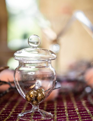 Mini bonbonnière confiseur sur pied 12 cm en verre