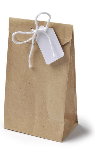 6 petits sachets kraft 7,5 x 12,5 cm avec étiquettes et ficelles
