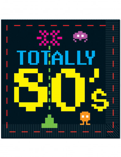 16 serviettes en papier années 80's 33 x 33 cm motifs jeux vidéo