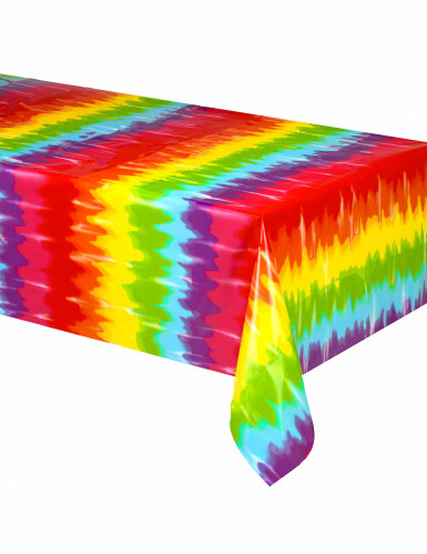 Nappe plastique hippie 137 x 274 cm motifs psychédéliques