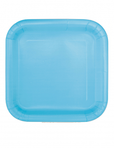 14 assiettes carrées en carton bleu pastel 22 cm pour baby shower