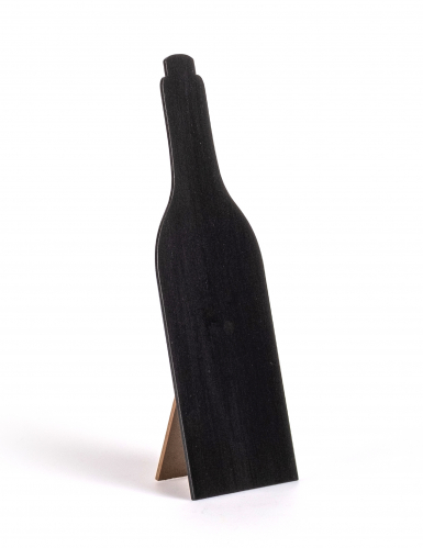 Menu ardoise bouteille de vin 25 cm en bois avec pied