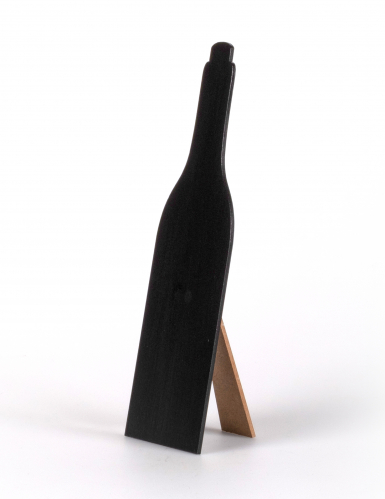 Menu ardoise bouteille de vin 25 cm en bois avec pied
