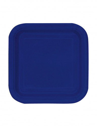 16 petites assiettes en carton carrées bleu marine 18 cm pour dessert