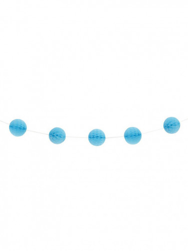 Guirlande boules alvéolées bleu clair en papier 2,13 m