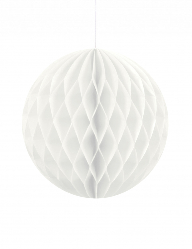 Petite boule en papier alvéolé blanc 12 cm pour déco de fête