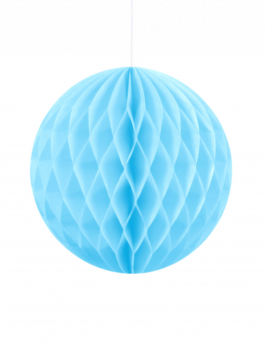 Petite boule en papier alvéolé bleu ciel 10 cm à suspendre
