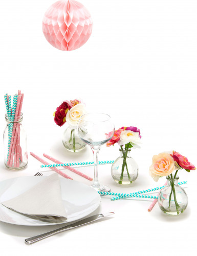 Boule papier alvéolée rose bonbon 12 cm à suspendre