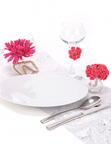 48 mini roses satin fuchsia 1 x 8 cm sur tige pour mariage