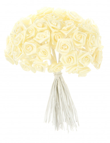 48 mini roses satin ivoire 1 x 8 cm pour mariage