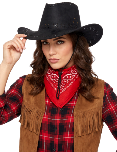 Chapeau cowboy noir en suedine adulte
