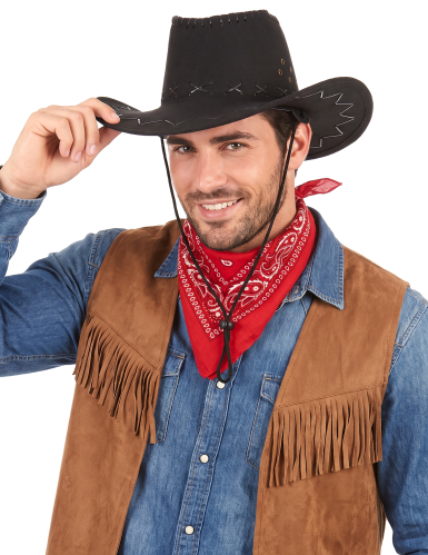 Chapeau cowboy noir en suedine adulte