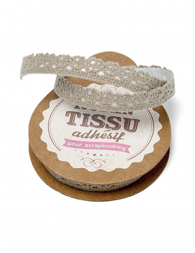 Ruban adhésif dentelle taupe 2 mètres pour scrapbooking