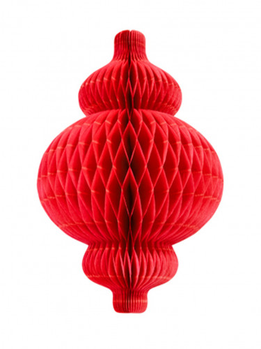 Lanterne alvéolée rouge en papier 30 cm à suspendre