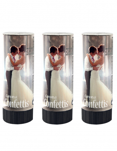 3 canons à confettis blancs 10,5 cm pour mariage