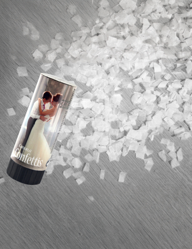 3 canons à confettis blancs 10,5 cm pour mariage