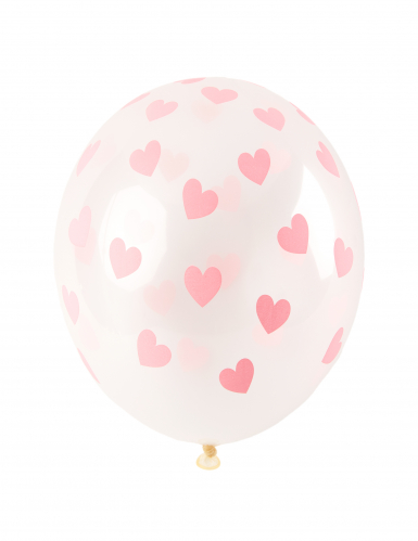 6 ballons en latex transparents coeurs rose clair 30 cm pour mariage