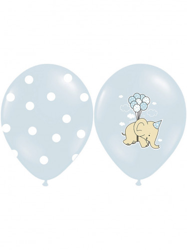 6 ballons en latex éléphants bleus 30 cm biodégradables