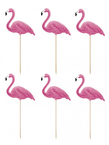 6 pics flamants roses 23 cm pour gâteaux