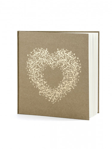 Livre d'or kraft avec coeur doré 22 pages format carré