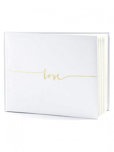 Livre d'or blanc love 24 x 18 cm avec lettres dorées