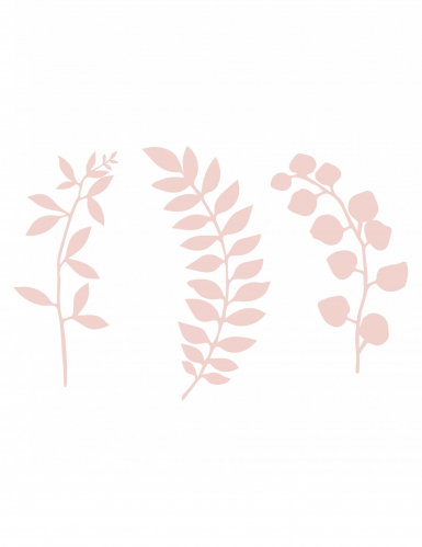 9 décorations de table feuilles roses poudré en papier