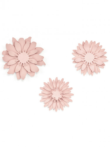 3 fleurs en papier roses poudré 3d