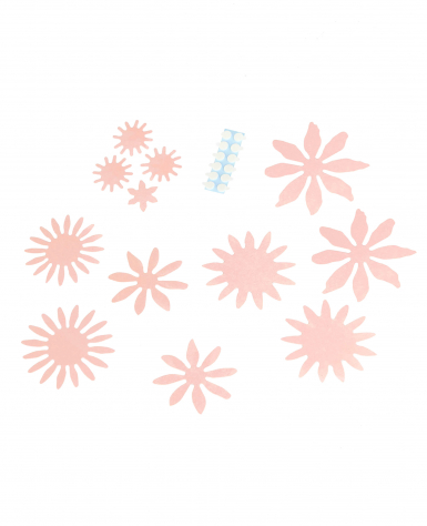 3 fleurs en papier roses poudré 3d