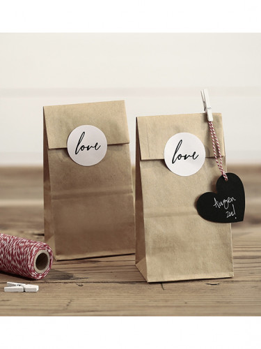 6 sachets kraft avec stickers love 18.5 cm pour mariage
