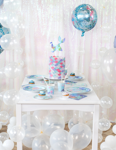 8 assiettes en carton jolie sirène 21,9 cm pour anniversaire