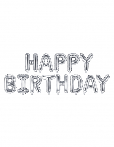 13 ballons aluminium lettres happy birthday argent guirlande 35 cm
