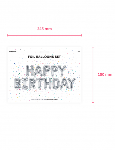 13 ballons aluminium lettres happy birthday argent guirlande 35 cm