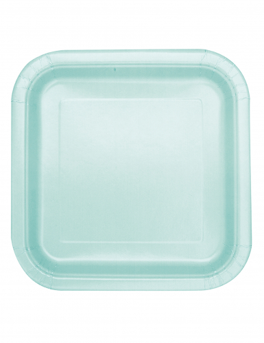 14 assiettes carrées en carton menthe 22 cm pastel