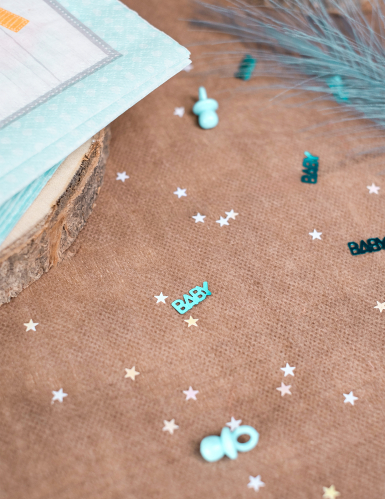 Confettis tétine baby bleu 14 g pour baby shower