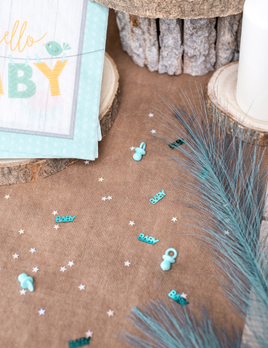 Confettis tétine baby bleu 14 g pour baby shower