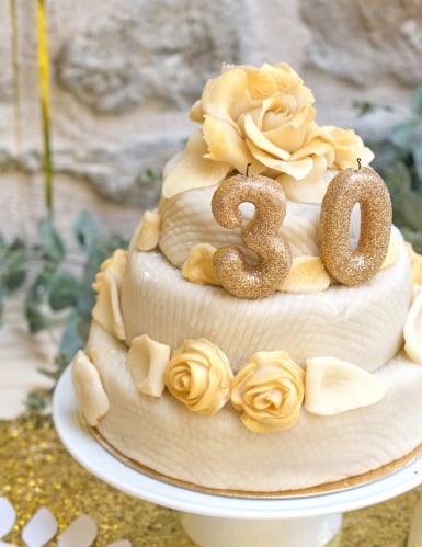 Bougie chiffre 3 doré à paillettes pour anniversaire 9 cm