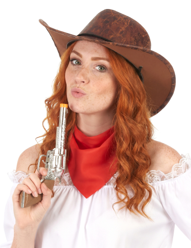 Chapeau de cowboy marron imitation cuir adulte