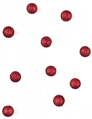 40 boules de décoration pailletées rouge 10 mm en mousse