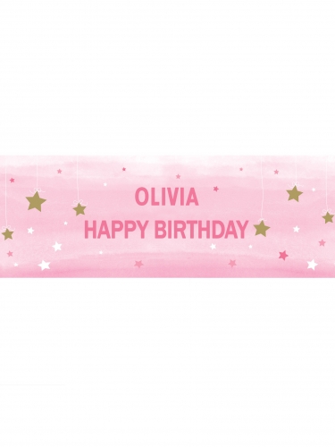 Bannière à personnaliser rose 50 x 152 cm avec lettres autocollantes