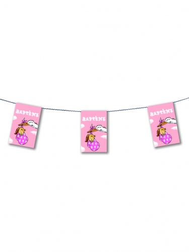 Guirlande papier baptême fille rose 4,5 m
