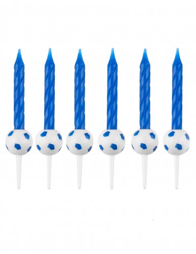 12 bougies d'anniversaire football avec supports ballons