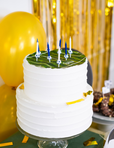 12 bougies d'anniversaire football avec supports ballons